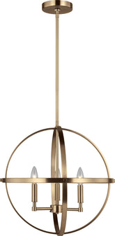 Generation Lighting Exmoore 3-Light Satin Brass Craftsman Orb Pendant Light - Like New